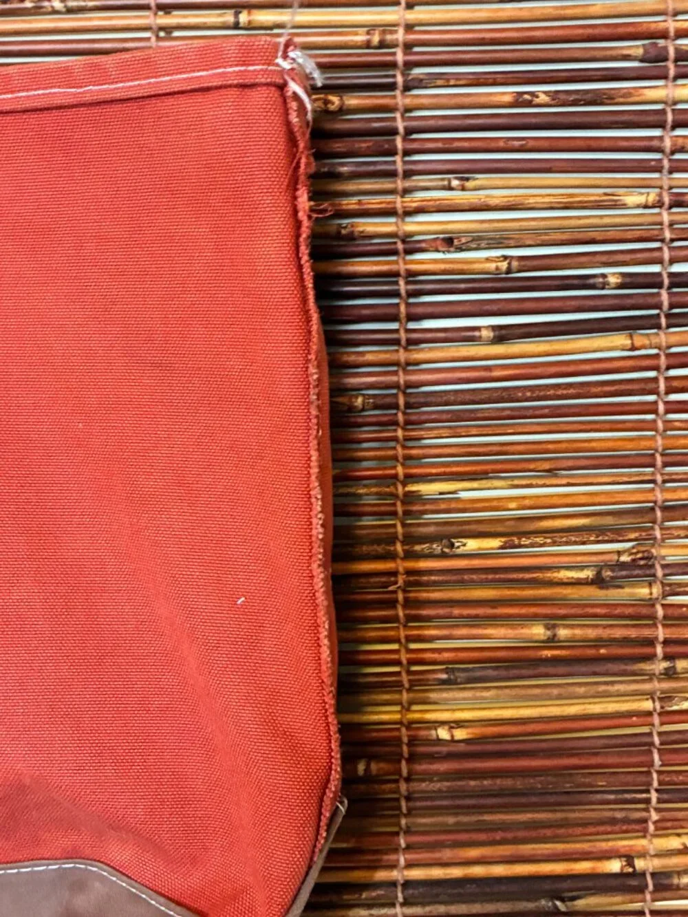 Vintage L.L. Bean XL Boat & Tote Bag Burnt Orange Brown Long Handle